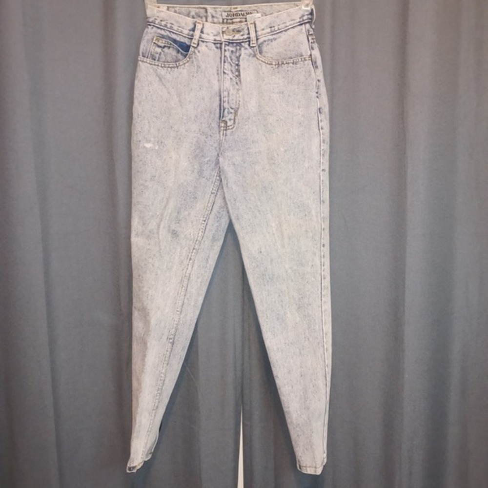 Jordache Vintage‎ Acid Wash High Waisted Mom Jeans Zipper Ankle Split Retro 6/7